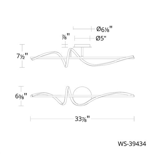 Corkscrew LED 33.88 inch Black Bath Vanity & Wall Light in 2700K, dweLED
