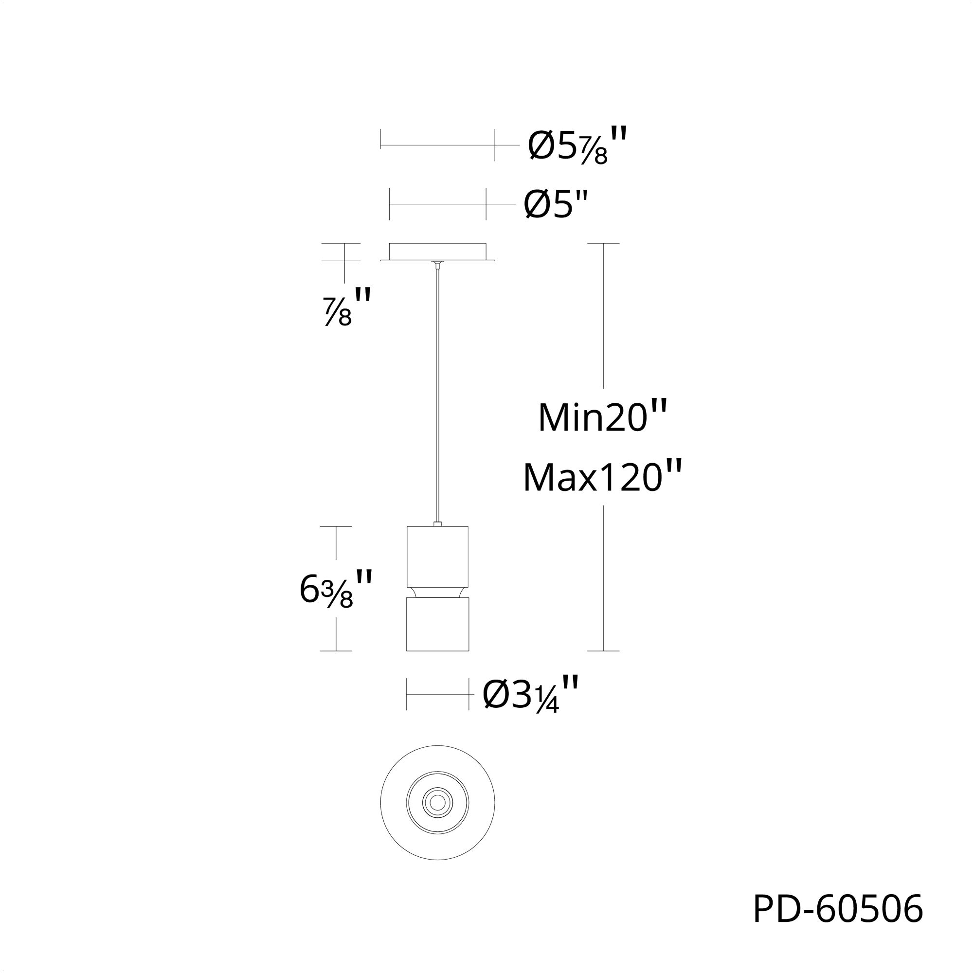 Pedistal LED 6 inch White Pendant Ceiling Light in 3000K, dweLED