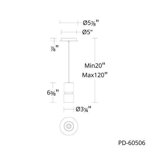 Pedistal LED 6 inch White Pendant Ceiling Light in 2700K, dweLED
