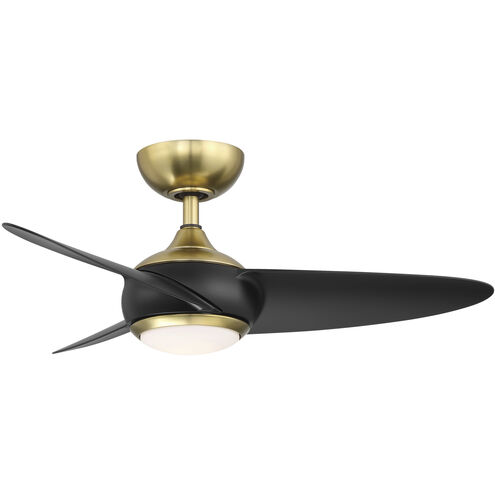 Loft 38 inch Soft Brass Matte Black with Matte Black Blades Downrod Ceiling Fans, Smart Fan
