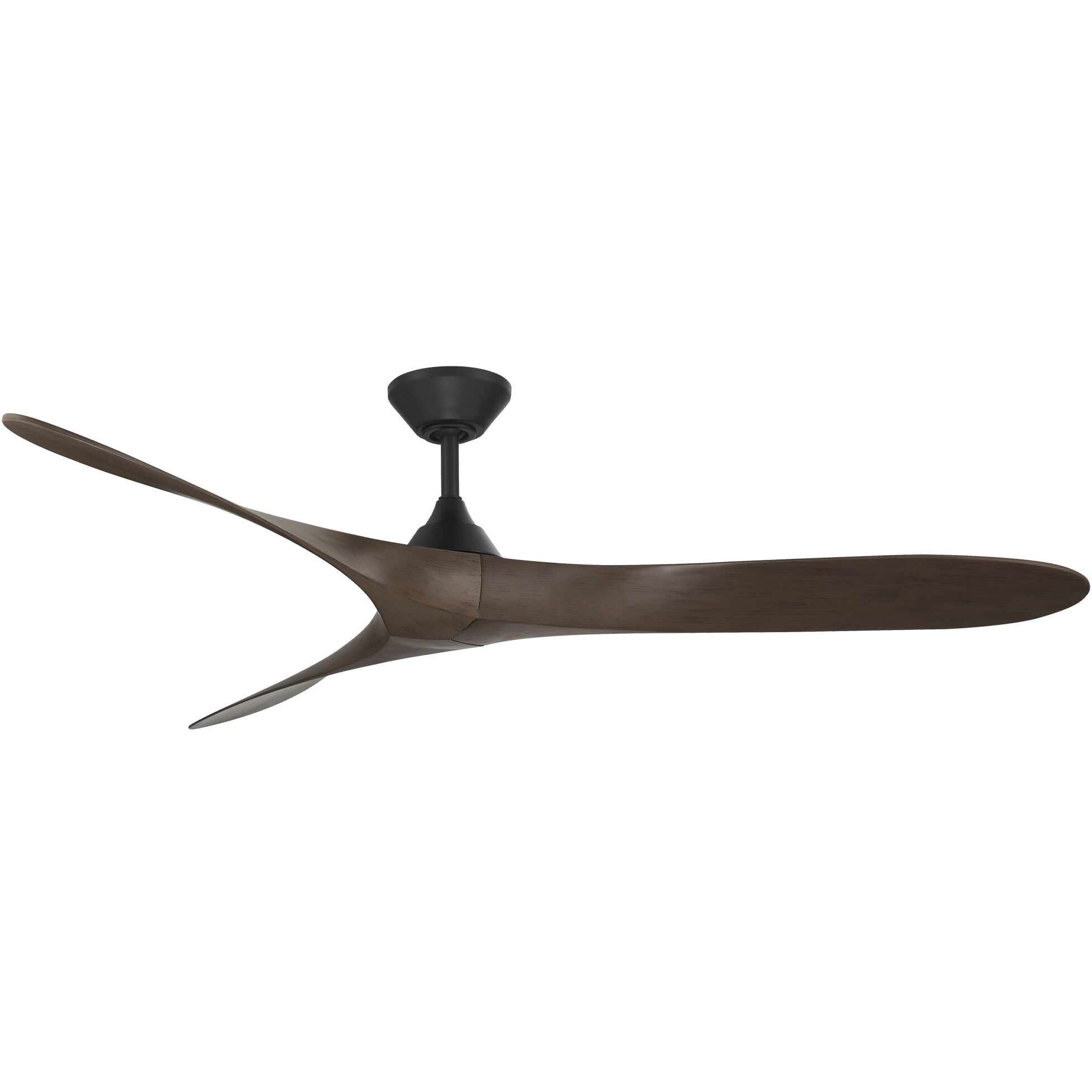 Malibu 70 inch Matte Black Dark Walnut with Dark Walnut Blades Downrod Ceiling Fans in Matte Black/Dark Walnut, Smart Fan
