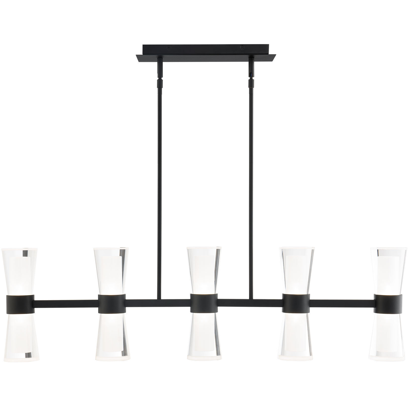 Hourglass Linear Pendant Ceiling Light in 3000K, Black, dweLED
