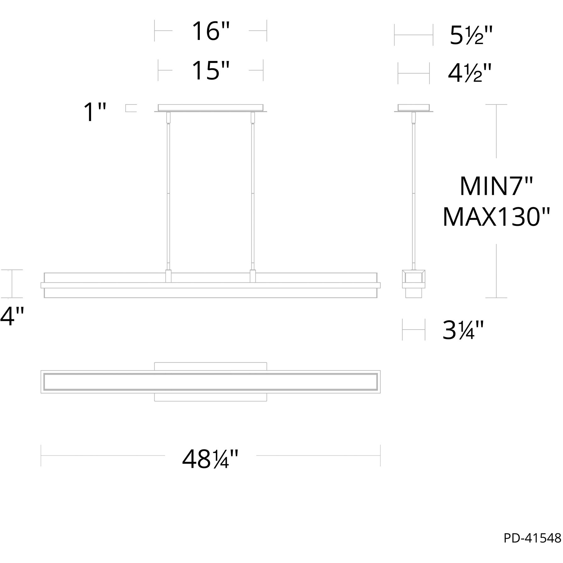 Desmond Linear Pendant Ceiling Light in 2700K, dweLED