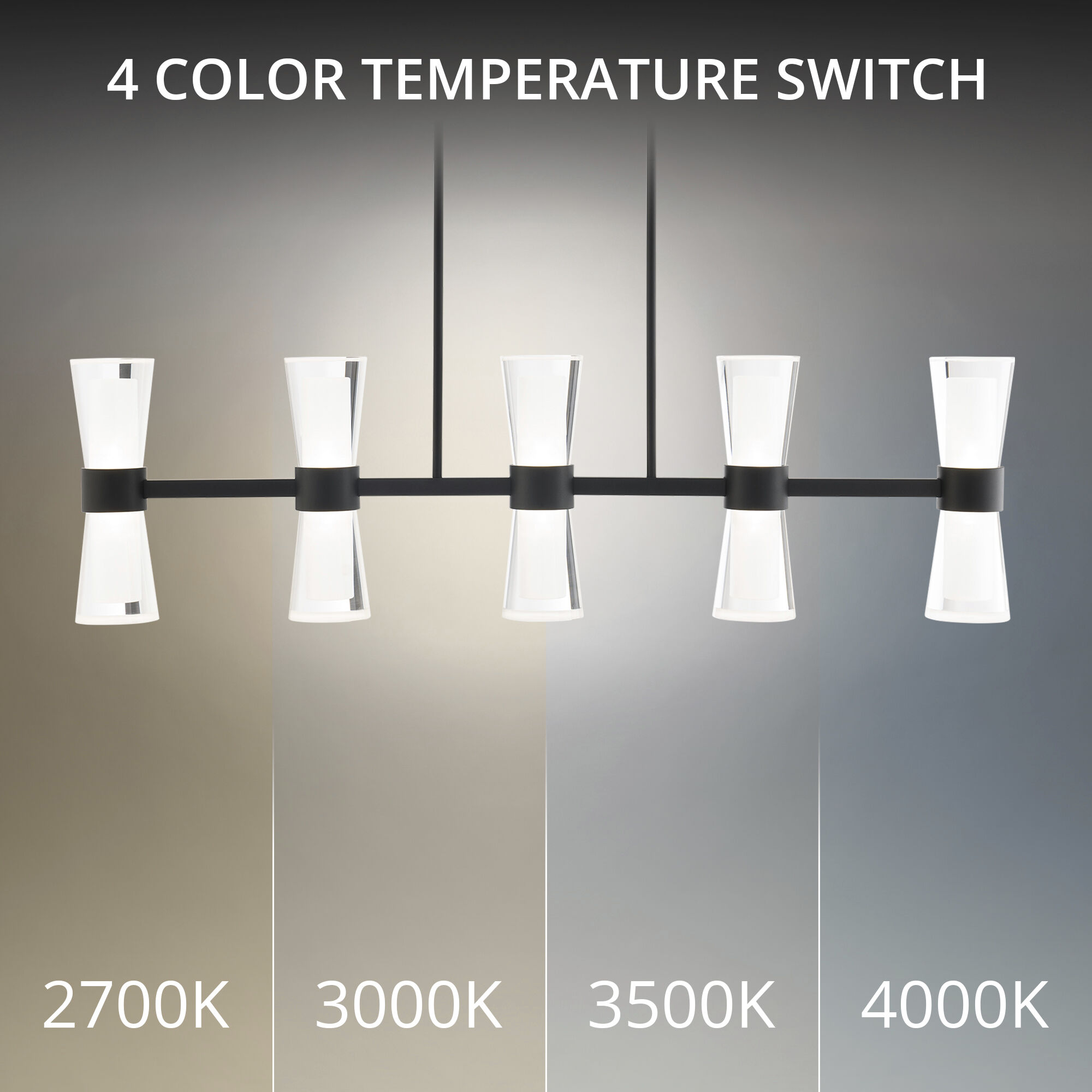 Hourglass Linear Pendant Ceiling Light in 3000K, Black, dweLED