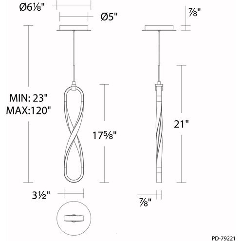 Marise LED 1 inch Black Mini-Pendant Ceiling Light, dweLED