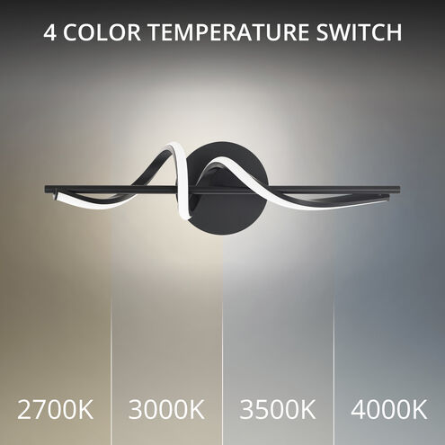 Corkscrew LED 22 inch Black Bath Vanity & Wall Light in 2700K, dweLED