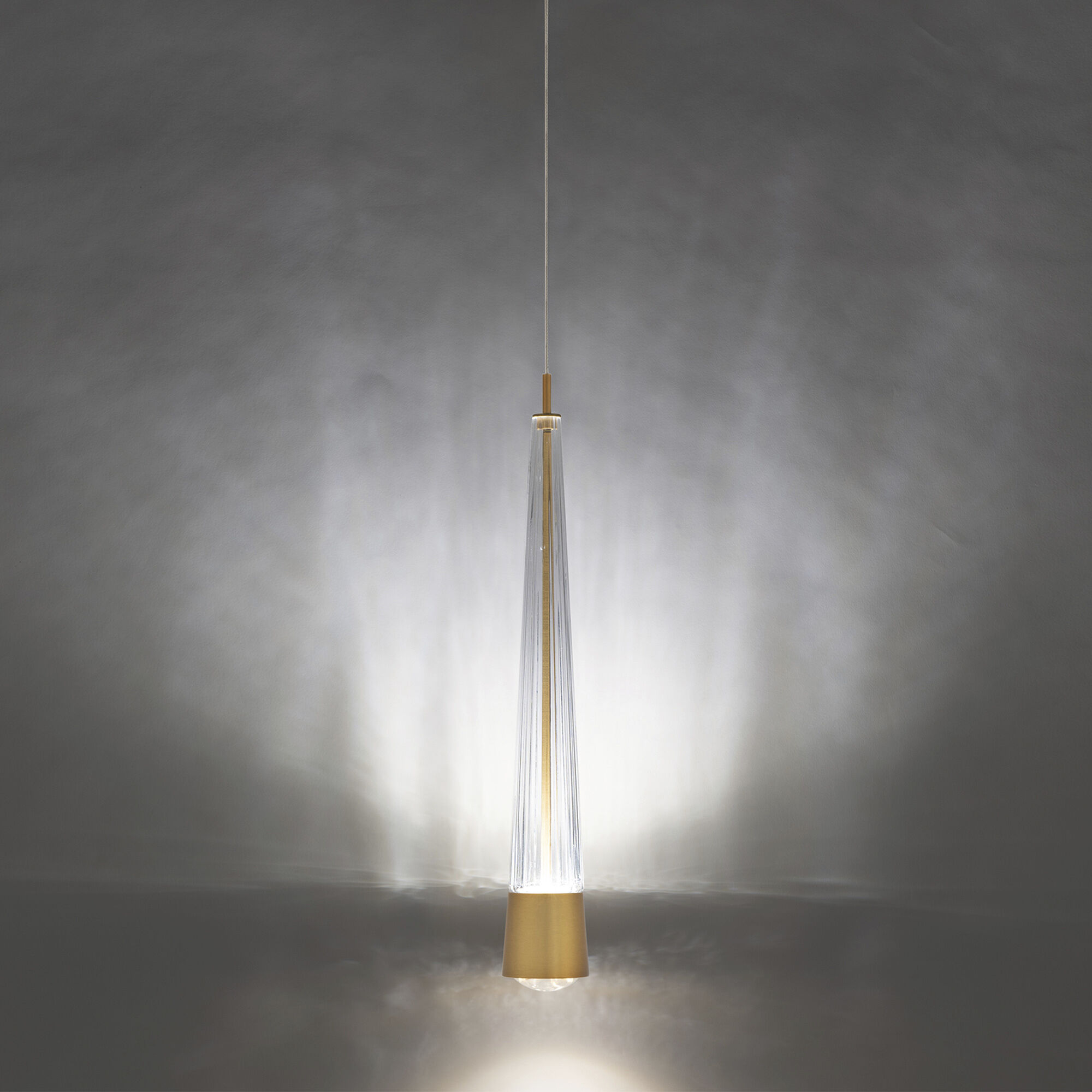 Quill LED 2.34 inch Aged Brass Pendant Ceiling Light in 3000K, dweLED