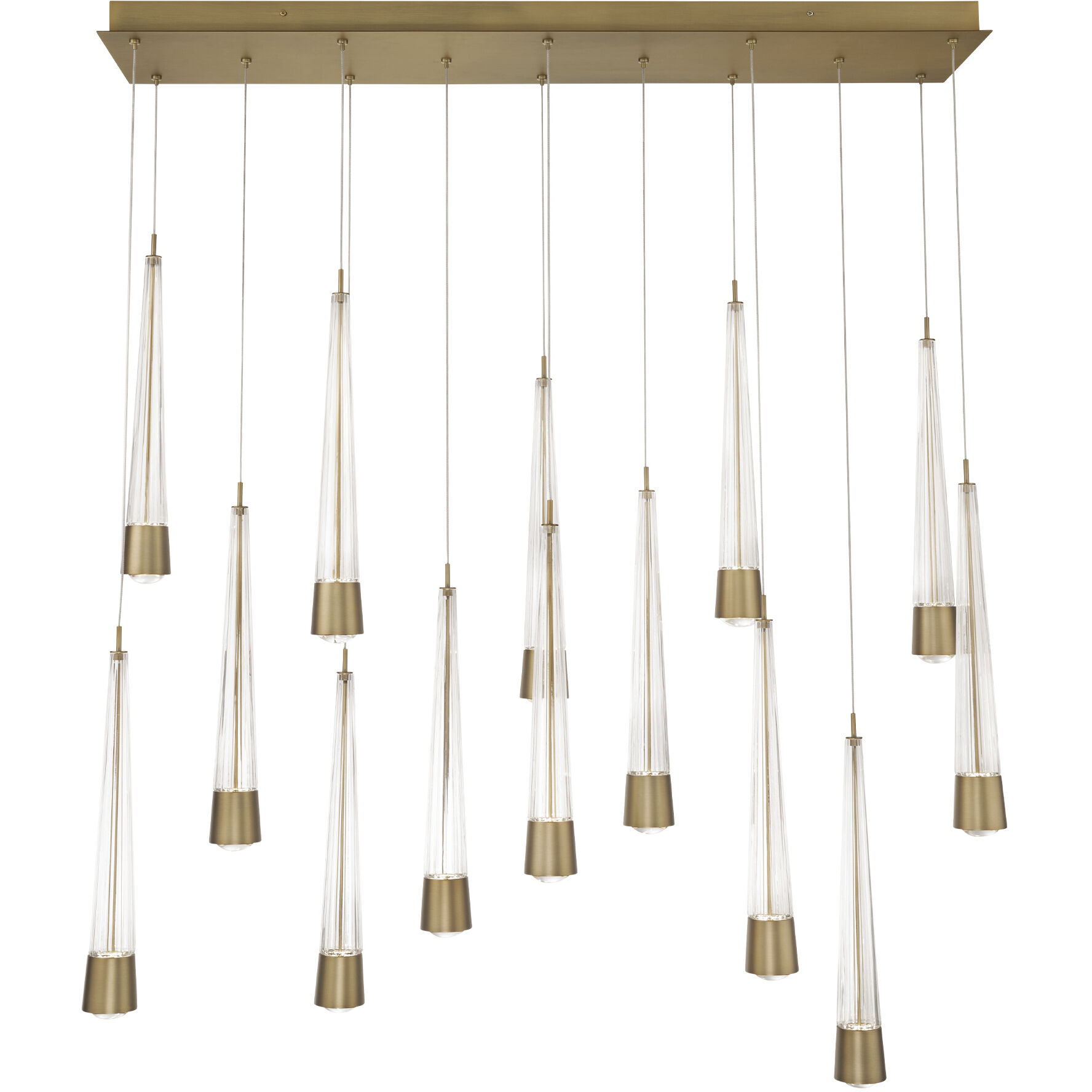Quill LED 5 inch Aged Brass Multi-Light Pendant Ceiling Light, dweLED