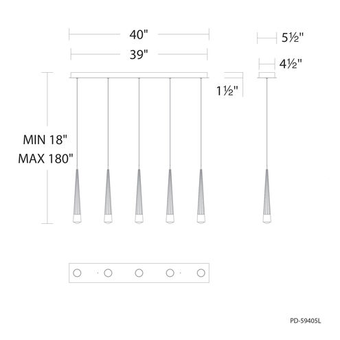 Quill LED 4.88 inch Chrome Multi-Light Pendant Ceiling Light, dweLED