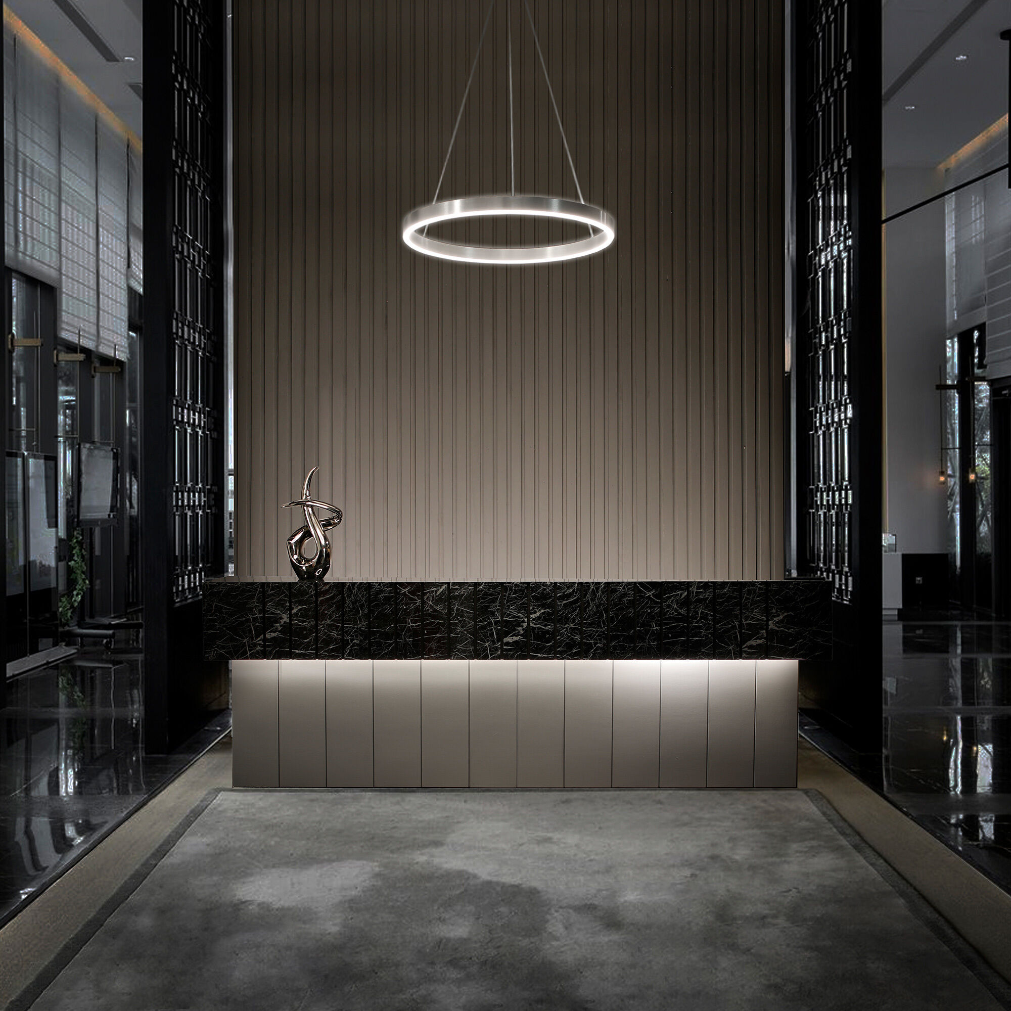 Sirius LED 24 inch Brushed Aluminum Pendant Ceiling Light, dweLED