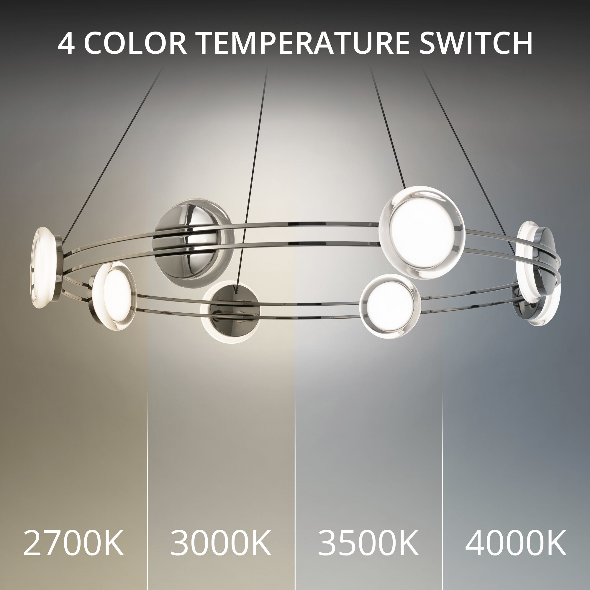 Bracelet LED 32.25 inch Black Chrome Pendant Ceiling Light in 3500K, Black/Chrome, dweLED