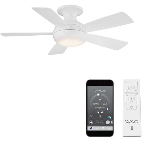 Odyssey 44 inch Matte White Flush Mount Ceiling Fans, Smart Fan