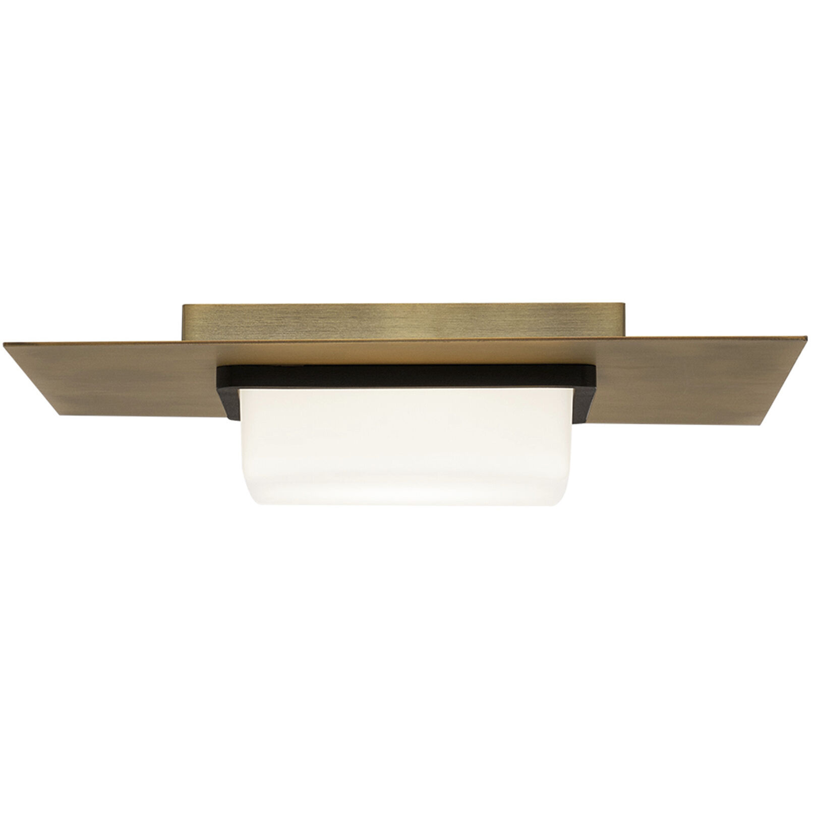 Double Decker LED 14 inch Black Aged Brass Flush Mount Ceiling Light in 3500K, dweLED