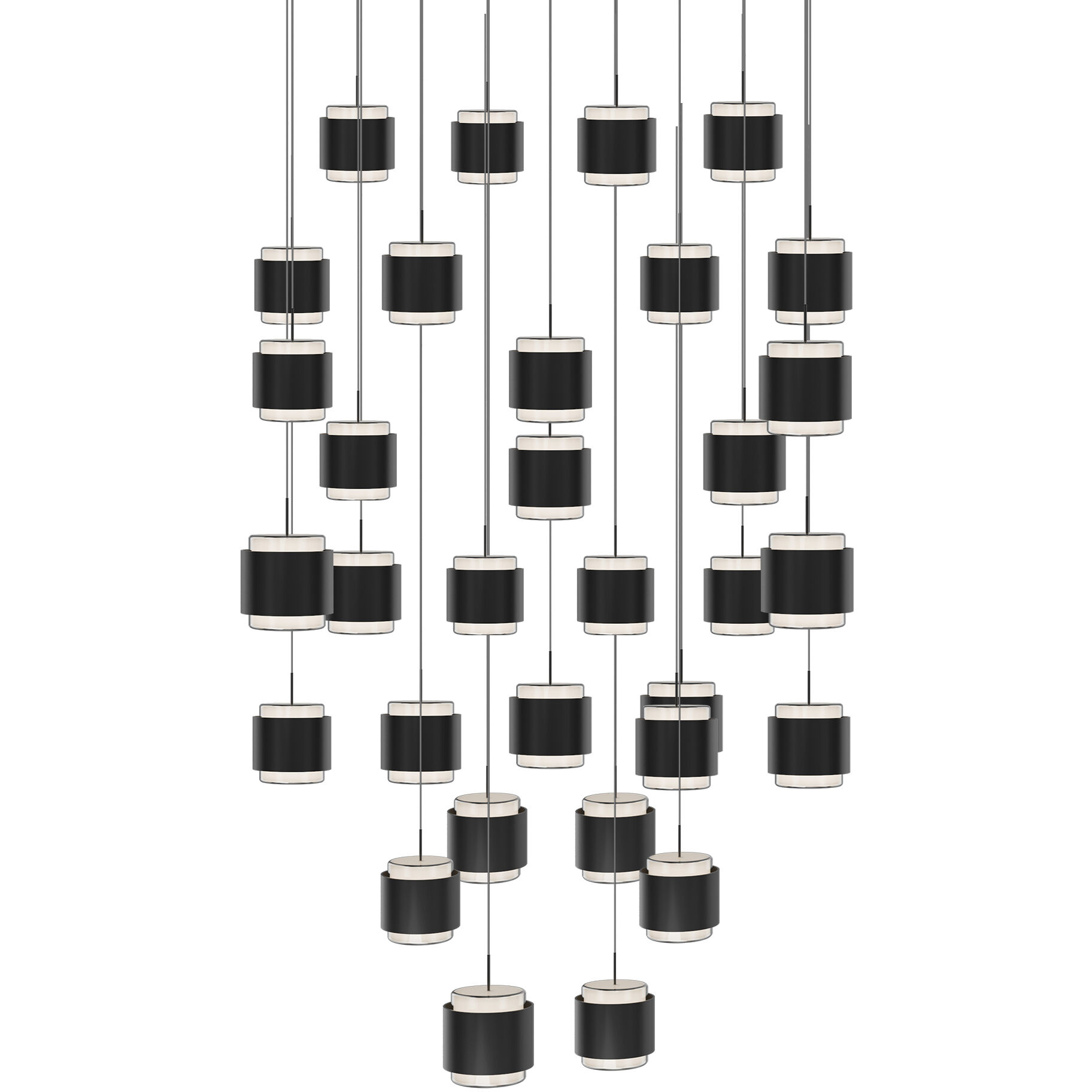 Banded LED 37 inch Black Chandelier Ceiling Light, dweLED