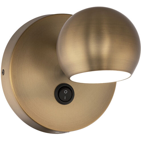 Duplex 1 Light 5 inch Aged Brass Reading Light Wall Light
