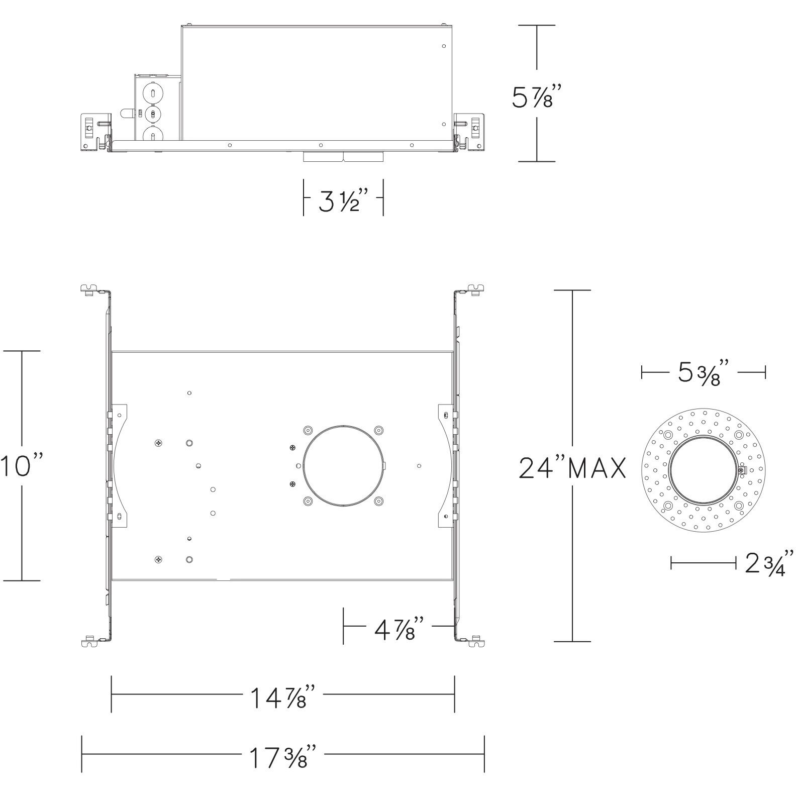 FQ Galvanized Steel Recessed Housing, 2" Housing
