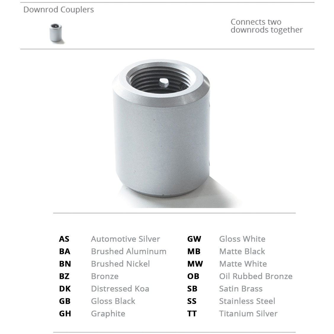 Tyler Matte White Fan Downrod Coupler, Smart Fan