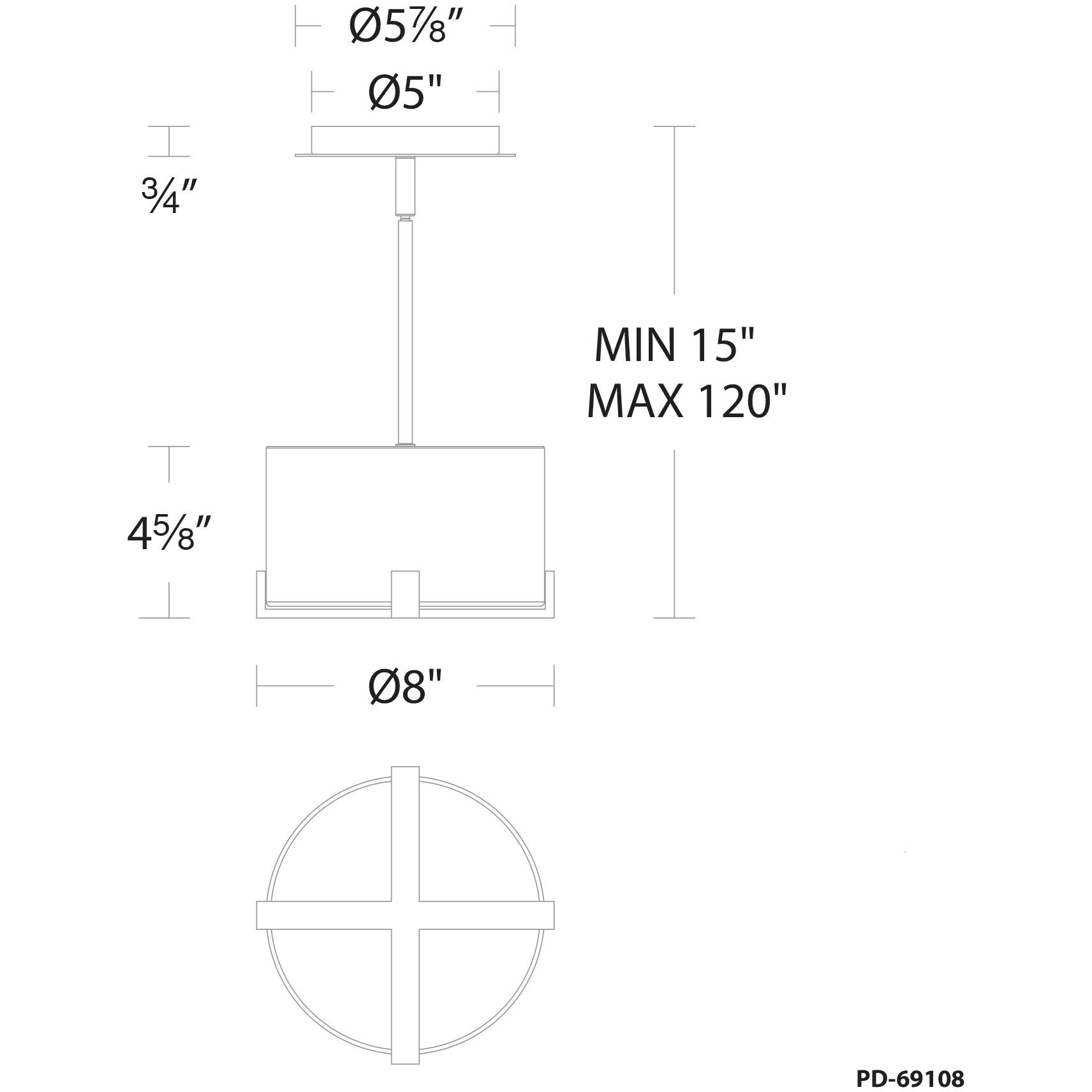 Laurel LED 8 inch Black Pendant Ceiling Light, dweLED