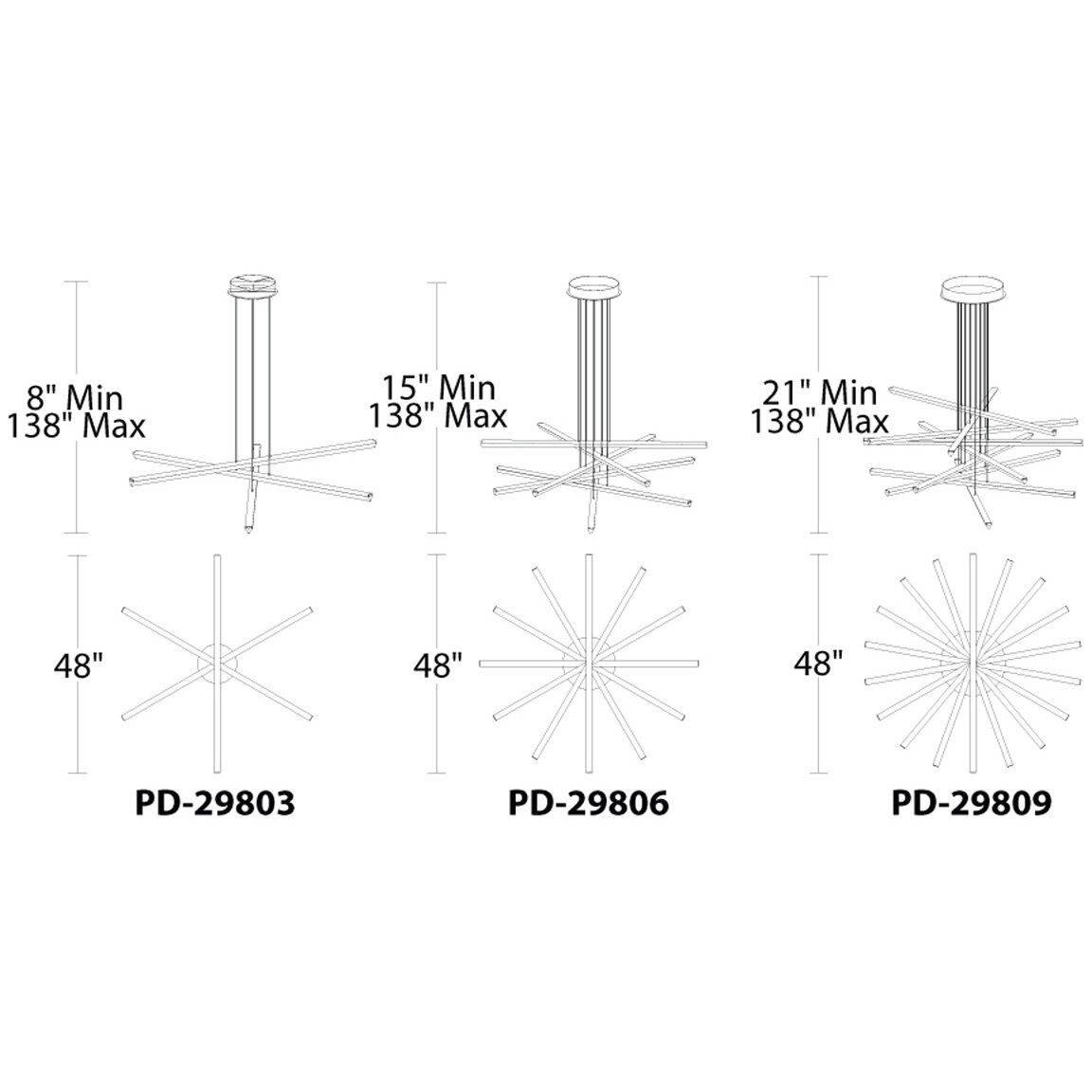 Stack LED 48 inch Brushed Aluminum Pendant Ceiling Light, dweLED