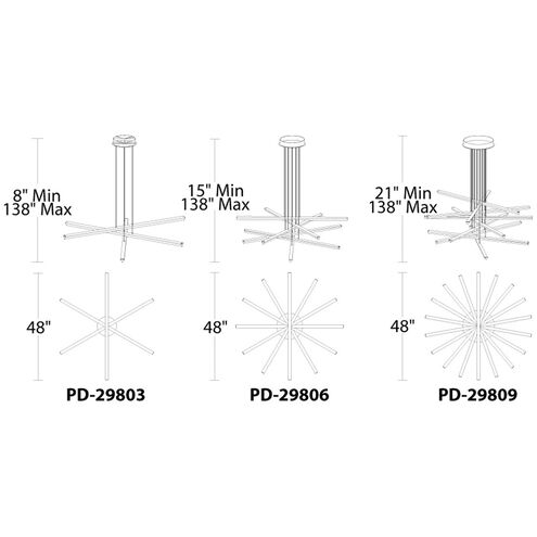 Stack LED 48 inch Black Pendant Ceiling Light, dweLED