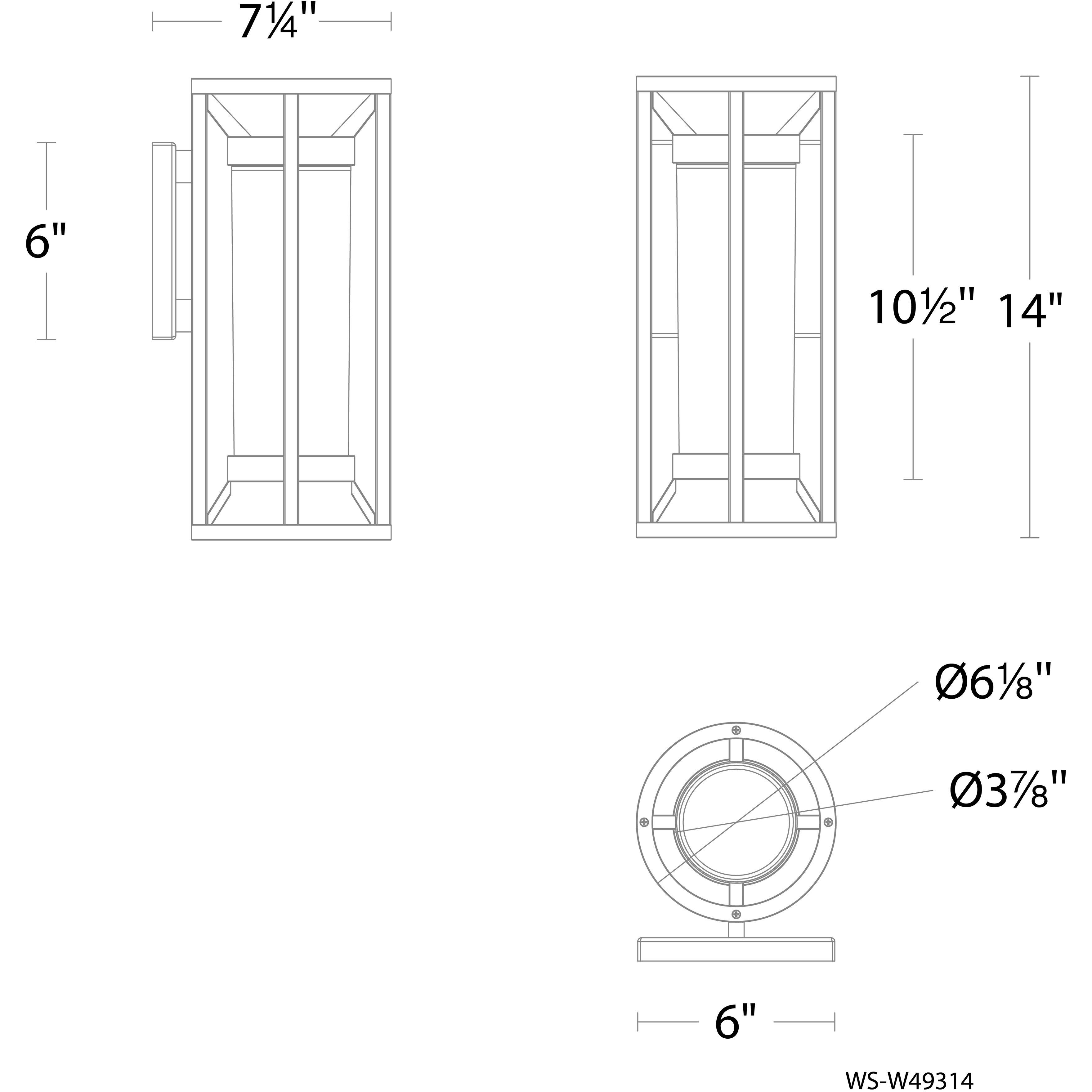 Roslyn LED 14 inch Black Outdoor Wall Light, dweLED