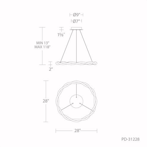 Escapade LED 28 inch Black Pendant Ceiling Light, dweLED
