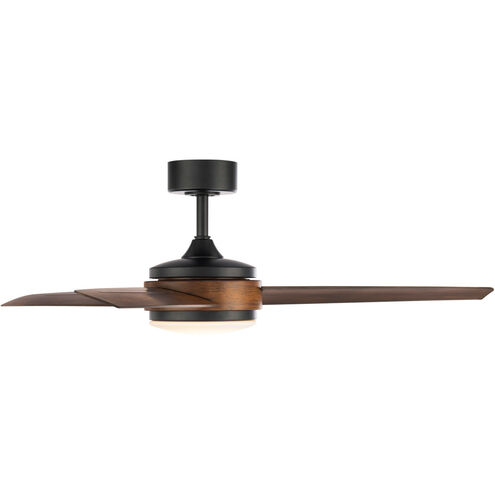 Mod 54 inch Matte Black Distressed Koa Downrod Ceiling Fan, Smart Fan