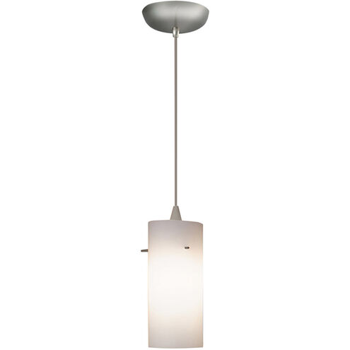 Contemporary 1 Light 5.13 inch Brushed Nickel Pendant Ceiling Light in White/Brushed Nickel