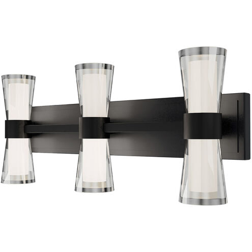 Hourglass LED 24 inch Black Bath Vanity & Wall Light in 3000K, dweLED