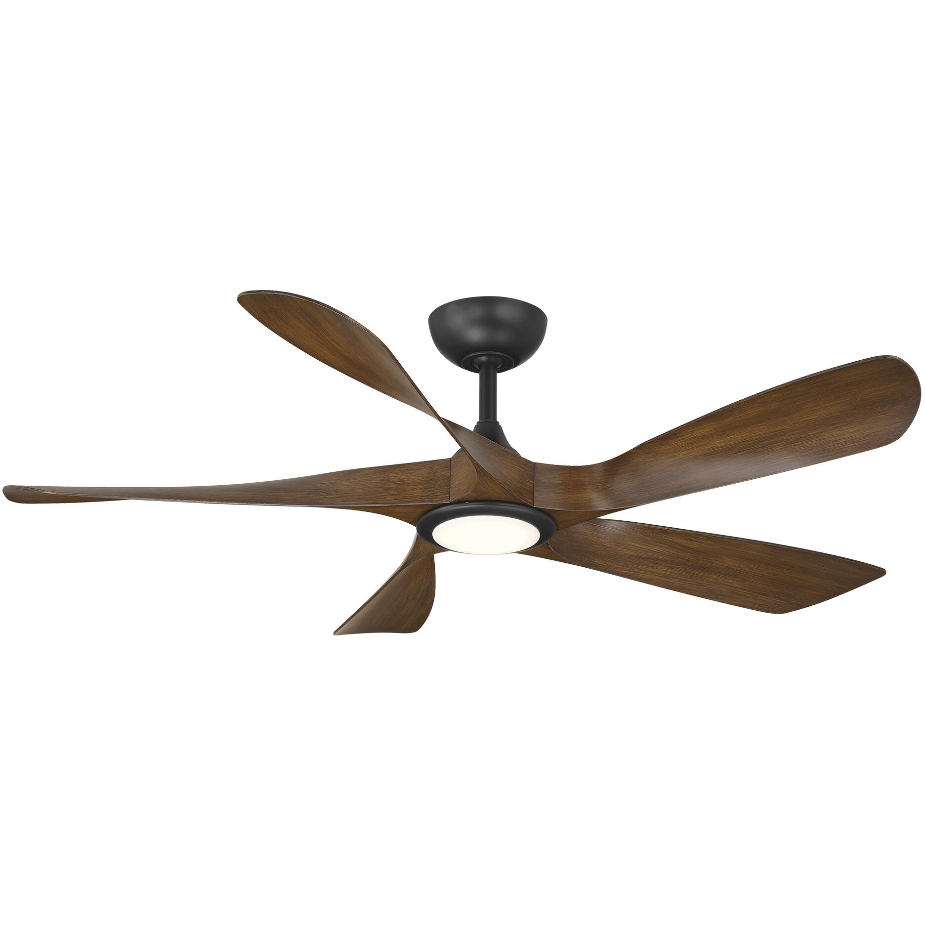 Swirl 5 54 inch Matte Black Distressed Koa with Distressed Koa Blades Downrod Ceiling Fan