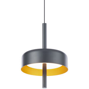 Pierce LED 7 inch Black Gold Mini-Pendant Ceiling Light in Black/Gold, dweLED