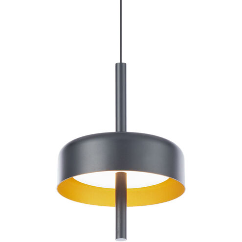 Pierce LED 7 inch Black Gold Mini-Pendant Ceiling Light in Black/Gold, dweLED