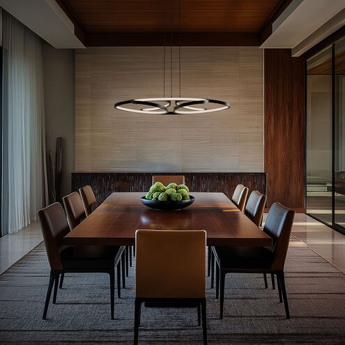 Klover LED 32 inch Black Pendant Ceiling Light in 3000K, dweLED