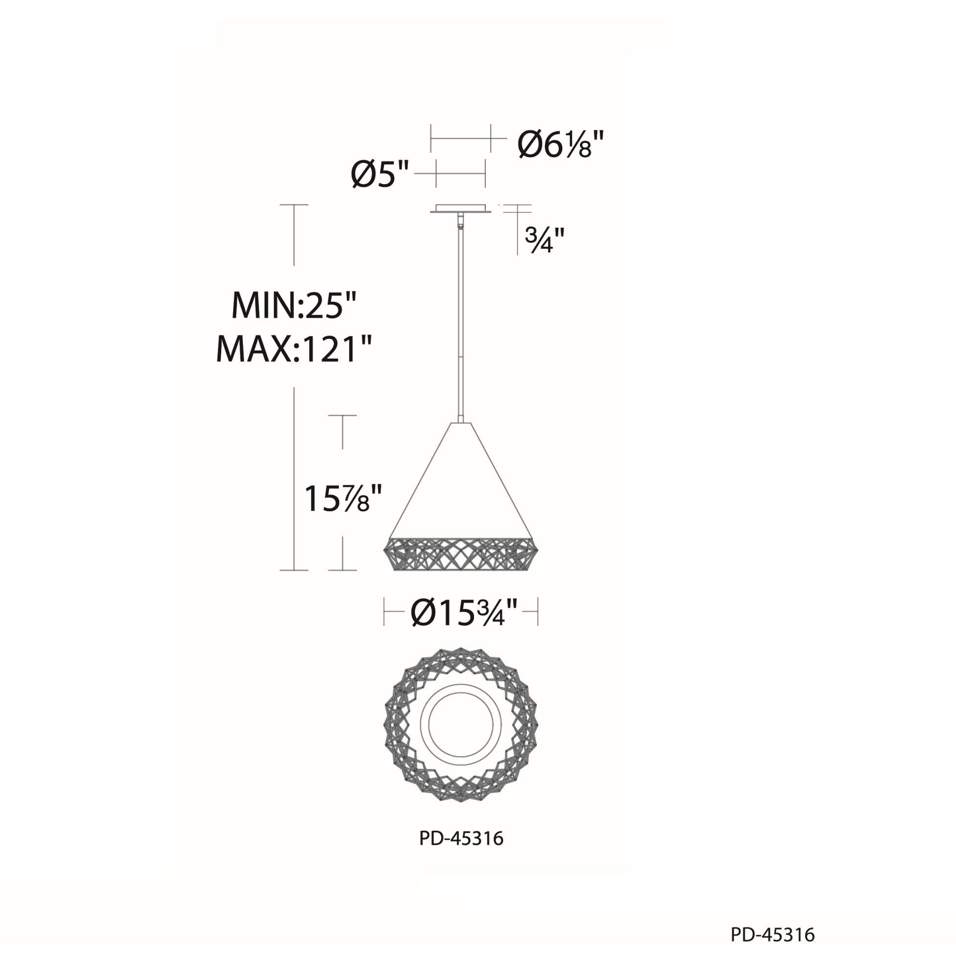 Lacey LED 15.75 inch Black Gold Pendant Ceiling Light, dweLED