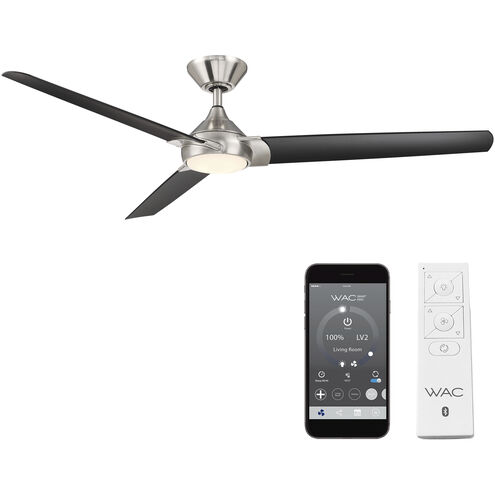 Zelda 60 inch Brushed Nickel Matte Black with Matte Black Blades Downrod Ceiling Fans, Smart Fan