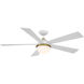 Eclipse 54 inch Matte White Matte White Soft Brass with Matte White Blades Downrod Ceiling Fans in Satin Brass Matte White, Smart Fan