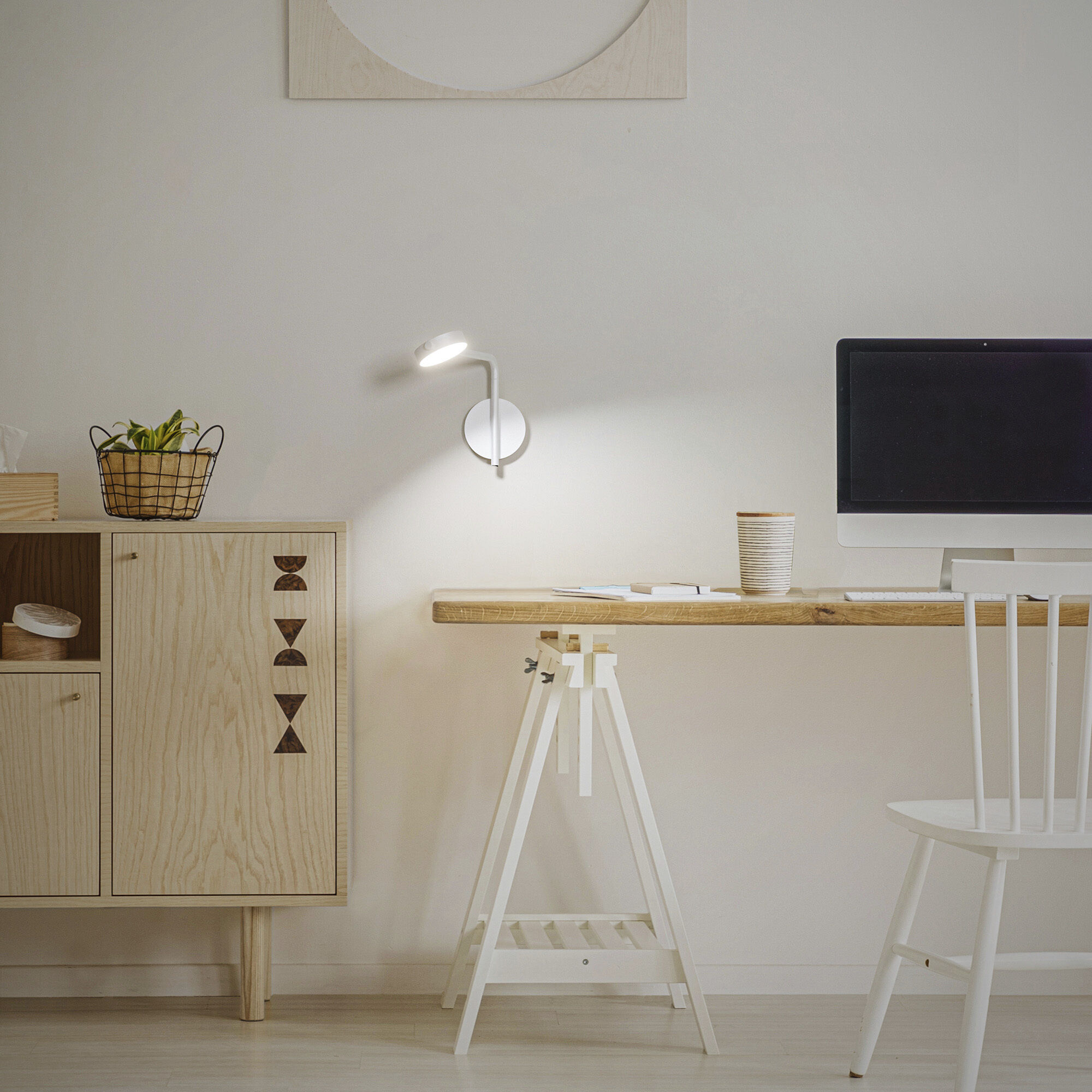 Elbo Reading Light Wall Light in 2700K, White, dweLED