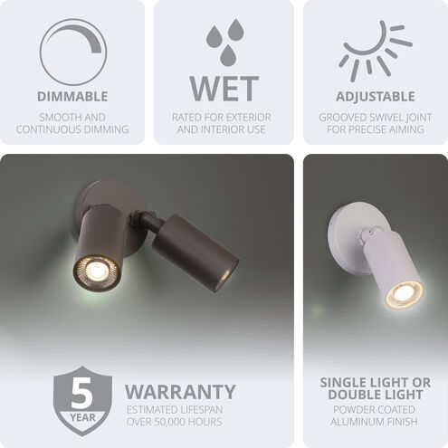 Cylinder LED 5.06 inch White Outdoor Wall Light
