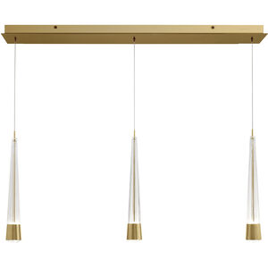 Quill LED 8 inch Aged Brass Multi-Light Pendant Ceiling Light, dweLED