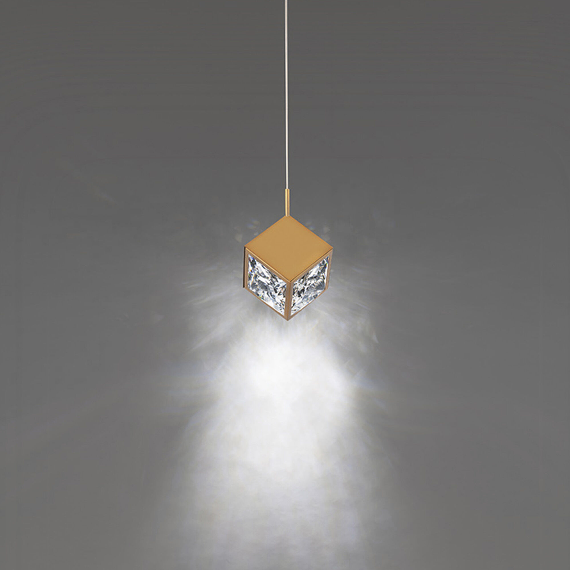 ICE Cube LED 6.63 inch Aged Brass Mini-Pendant Ceiling Light, dweLED