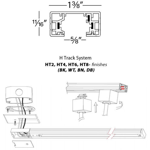 H Track 1 Light 120 Brushed Nickel Track Component Ceiling Light