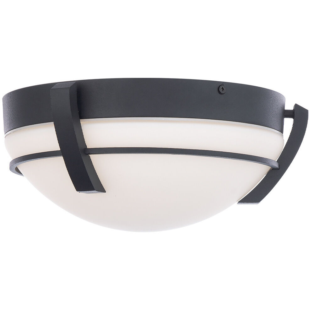 Bradbury 1 Light 16 inch Black Flush Mount Ceiling Light, dweLED