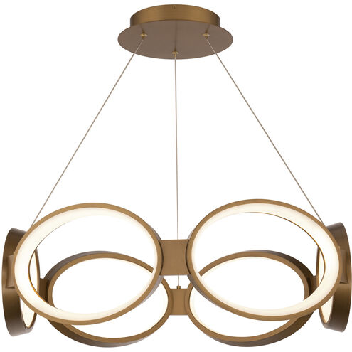 Solitaire LED 26.63 inch Aged Brass Chandelier Ceiling Light, dweLED