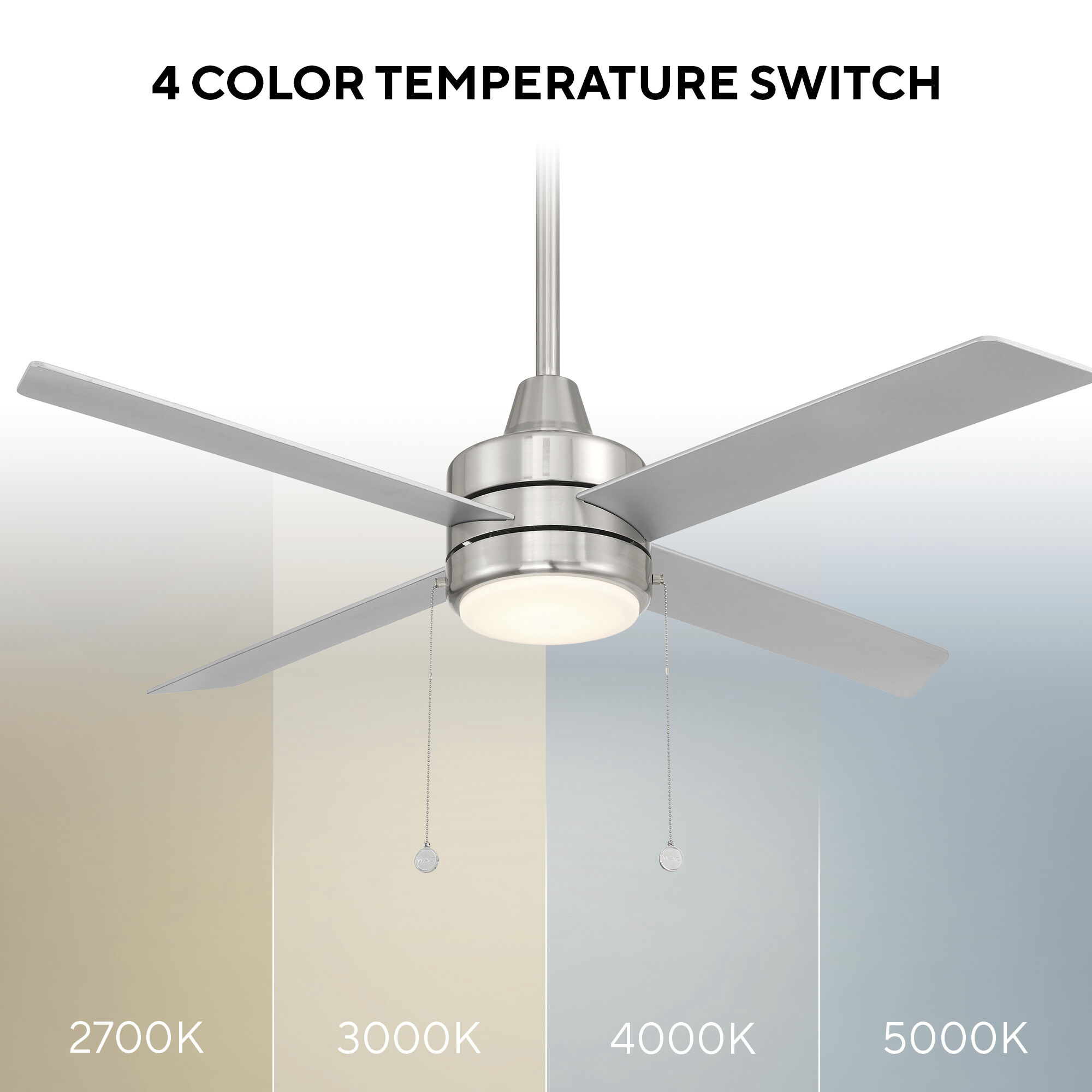 Quade 52 inch Brushed Nickel with Titanium Silver Blades Downrod Ceiling Fan
