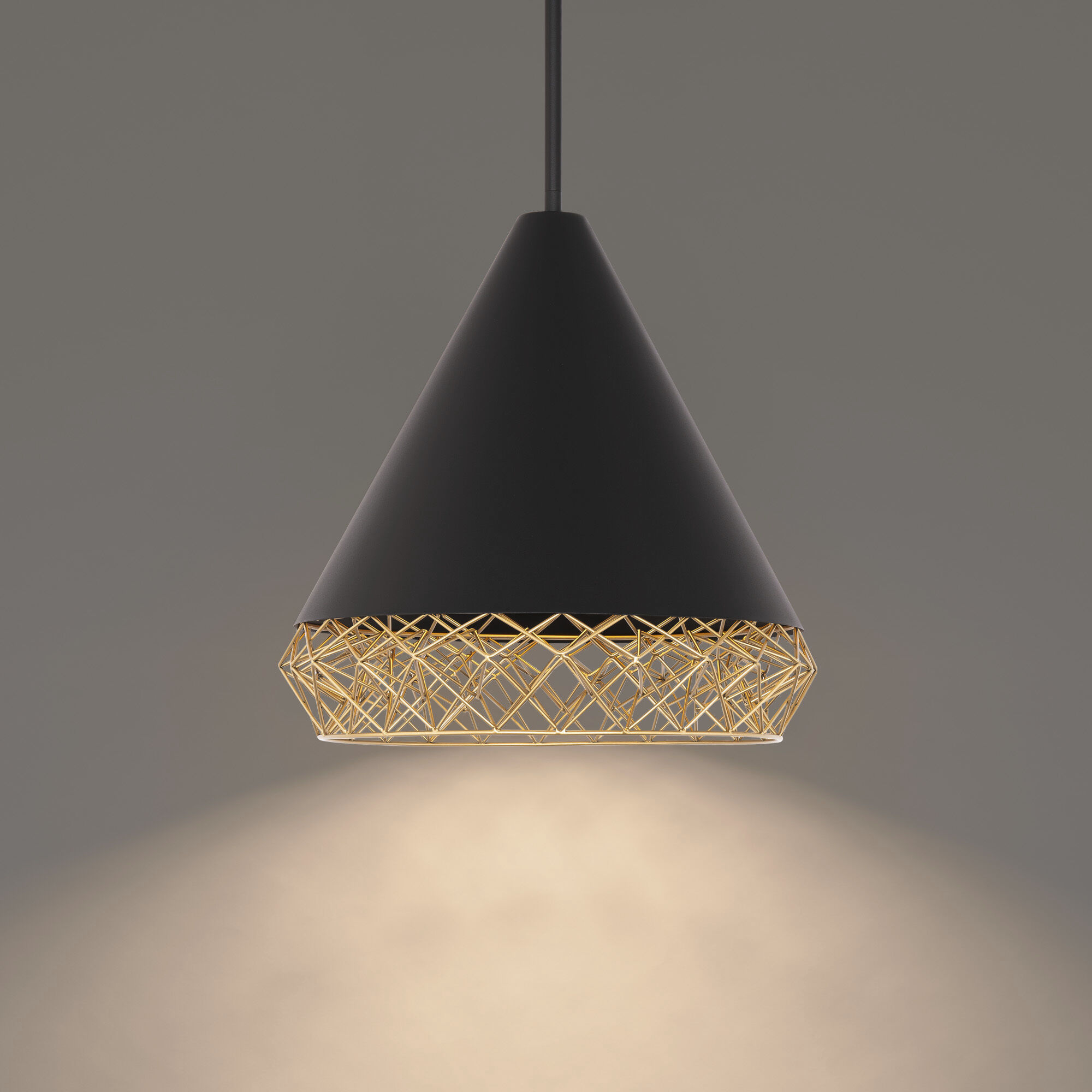 WAC Lighting PD 45322 BK GO Lacey 1 Light 22 inch Black Gold Pendant Ceiling Light