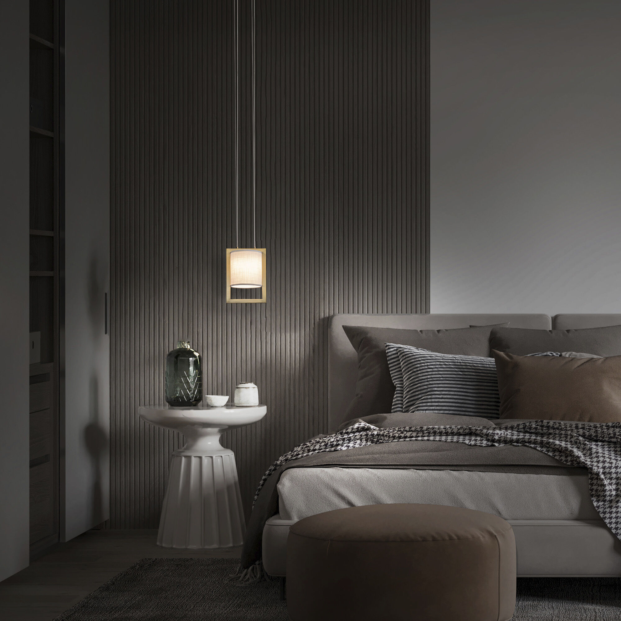 Park Avenue LED 9.13 inch Aged Brass Pendant Ceiling Light, dweLED