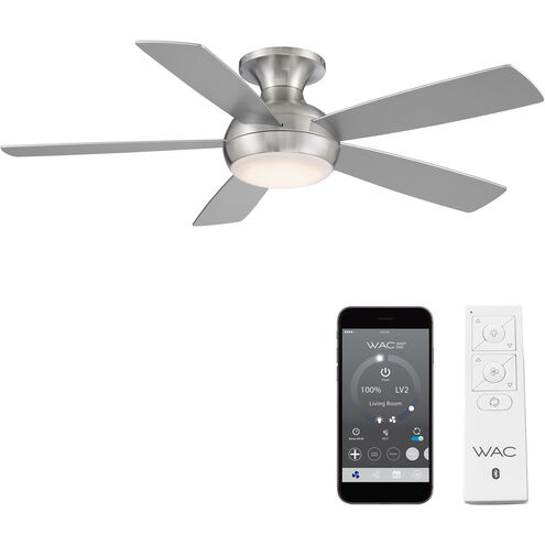 Odyssey 52 inch Brushed Nickel Flush Mount Ceiling Fans, Smart Fan