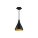 Copa LED 9 inch Black Gold Ribbed Outdoor Pendant, dweLED