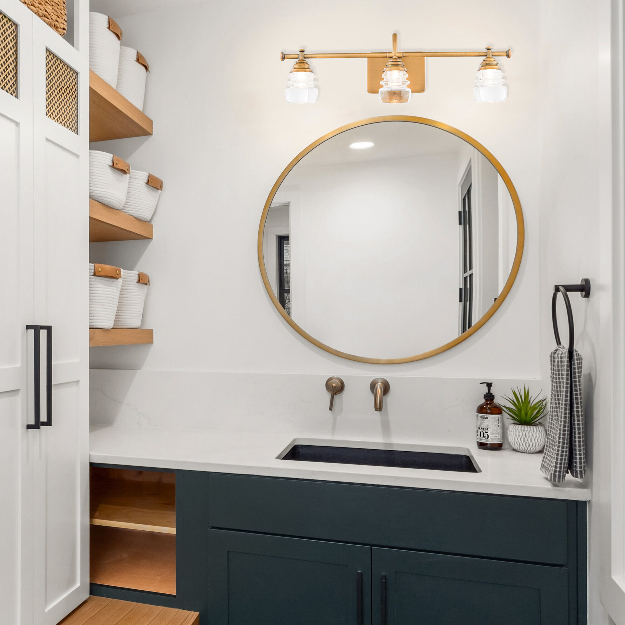 Rondelle LED 24 inch Aged Brass Bath Vanity & Wall Light, dweLED