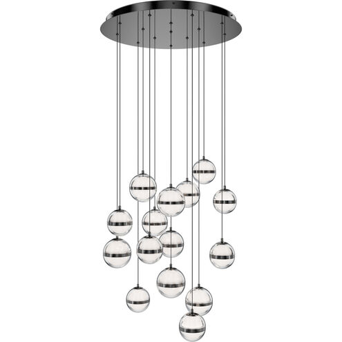 Cyllindra LED 23 inch Black Chrome Chandelier Ceiling Light in Black/Chrome, dweLED